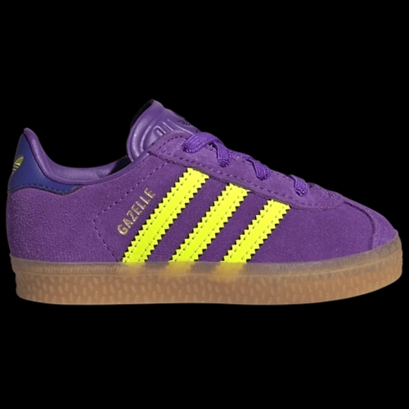 🆕 Adidas Gazelle Purple and Yellow Sneakers - Picture 3 of 9